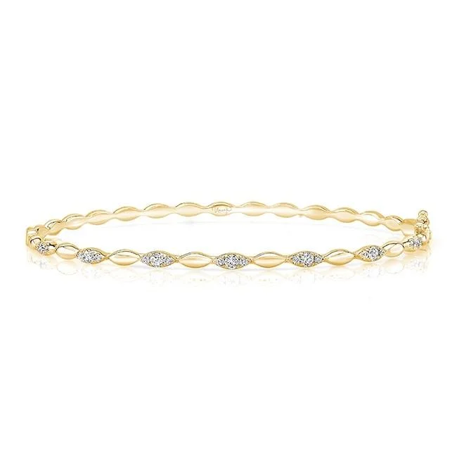 Best bangle bracelets with turquoise and silver for a Southwestern-inspired aesthetic-Uneek-Uneek "Silver Lake" Stackable Diamond Bangle in 14K Yellow Gold LVBAWA334Y